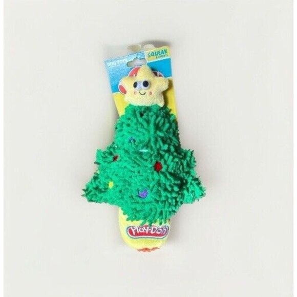 Hasbro Play-Doh Christmas Tree Dog Toy with Squeaky Plush Festive Pet Toy Green - Picture 4 of 9